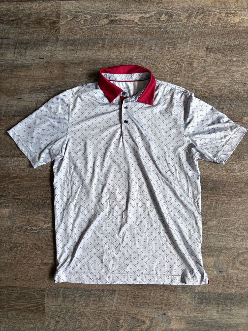 Men's Maelreg White Polo with Red Contrast Collar M
